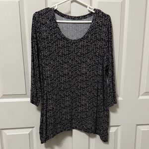 Women's Black & Tan Patterned Scoop Neck Tunic Top